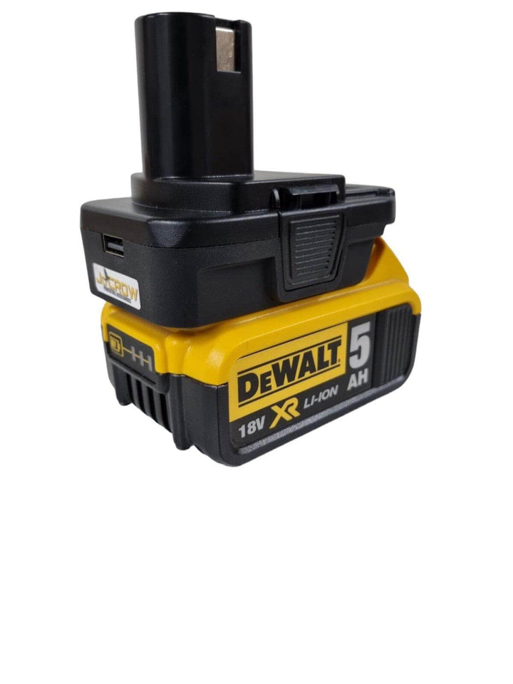 Adapter for DeWalt 18v battery to Ryobi ONE + 18v Tools. With USB - JoCROW PTY LTD