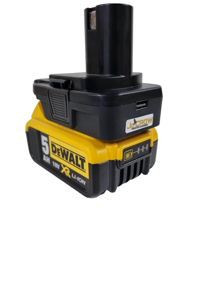 Adapter for DeWalt 18v battery to Ryobi ONE + 18v Tools. With USB - JoCROW PTY LTD