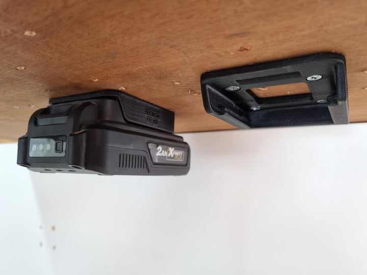 Battery holder for Aldi X-FINITY PLUS 20v Work Storage Bracket